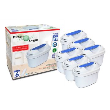 FilterLogic FL402-E Jug Water Filter Catridges Compatible with Brita Maxtra+ (6 pack)