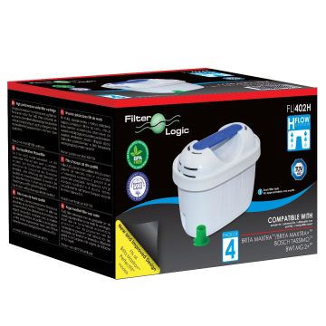 FilterLogic FL402 Water Filter Compatible with Brita Maxtra, Maxtra+, Maxtra Pro  (4 Pack)