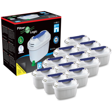 12 x FilterLogic FL402 Jug / Kettle Water Filter Cartridges Compatible with Brita Maxtra / Maxtra+