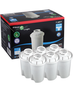 FilterLogic FL601 Jug Water Filter Cartridges Compatible with Brita Classic (6 pack)